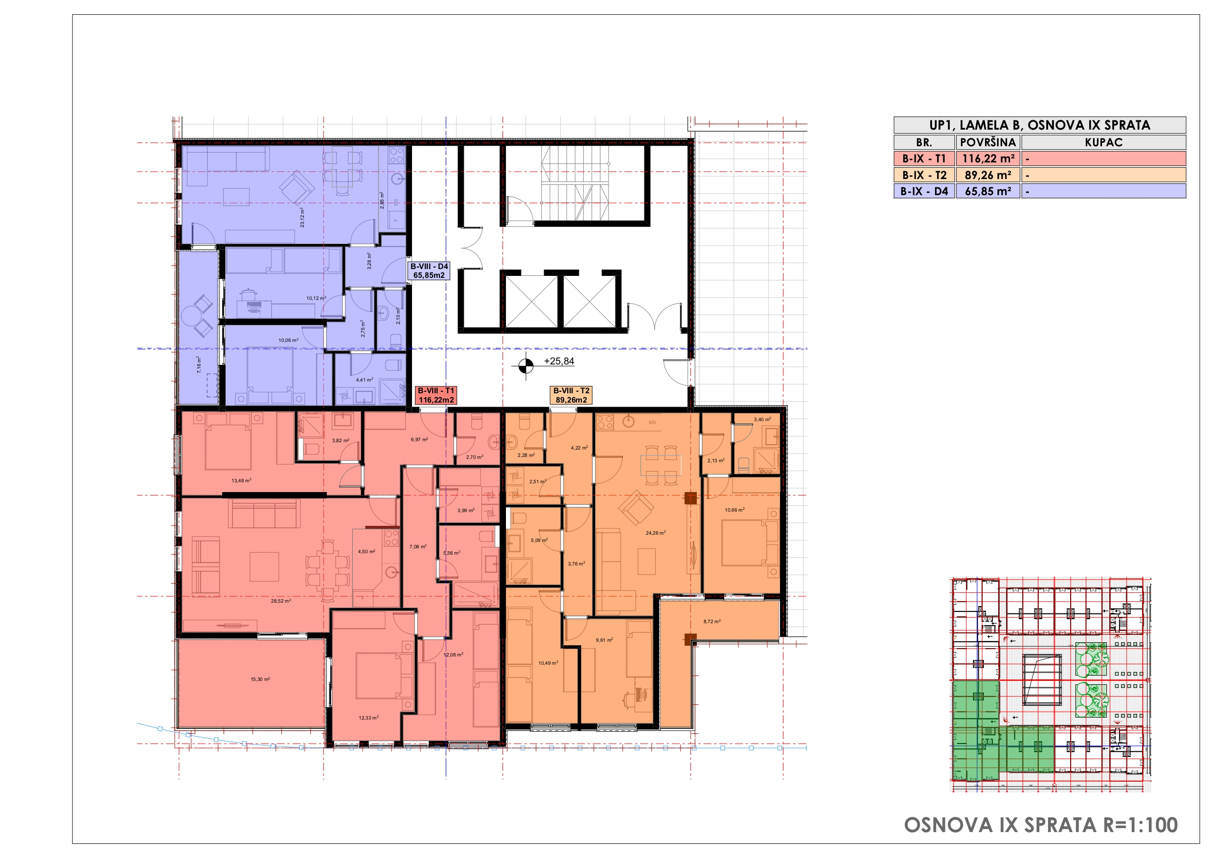 Lamela B osnova IX sprat