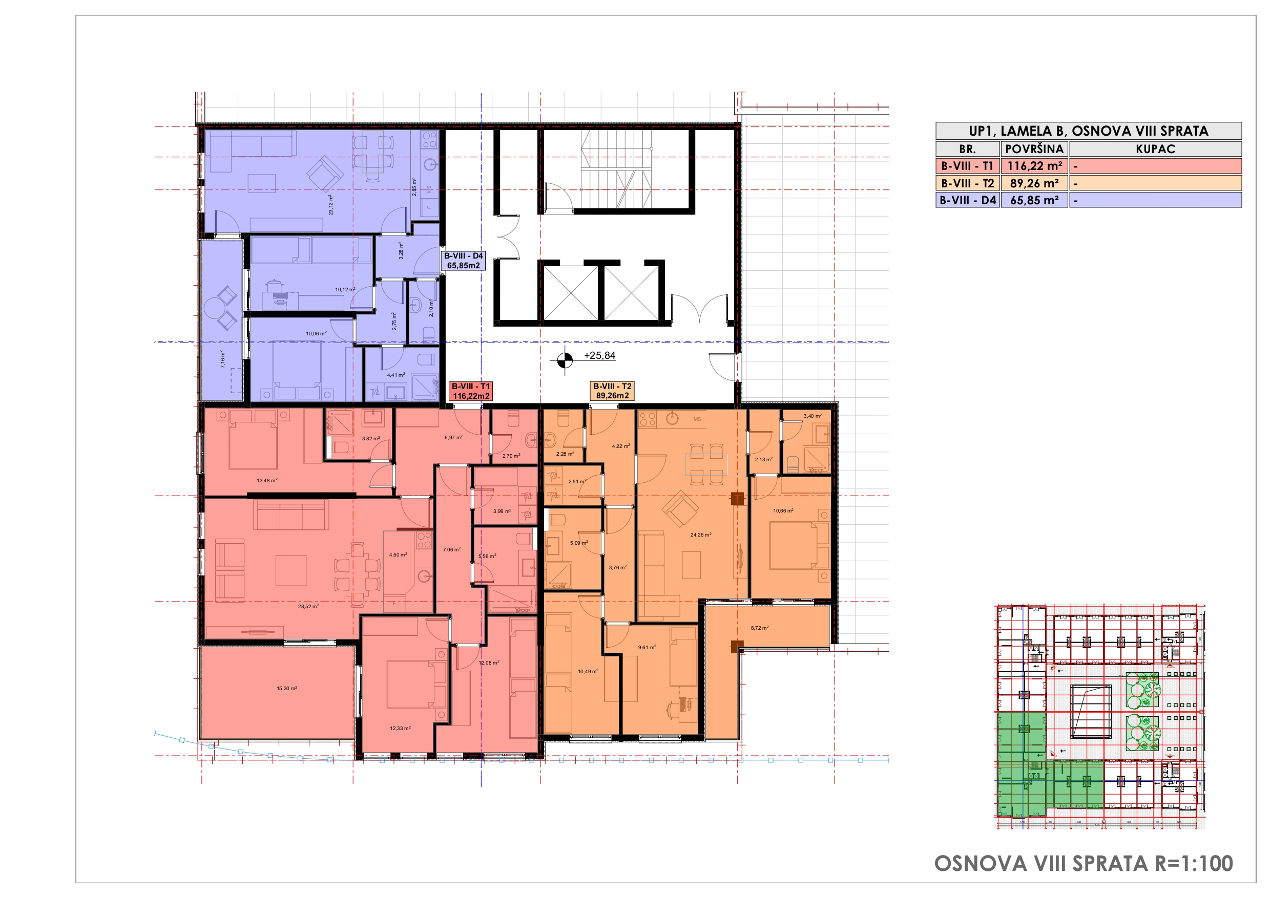 Lamela B osnova VIII sprat