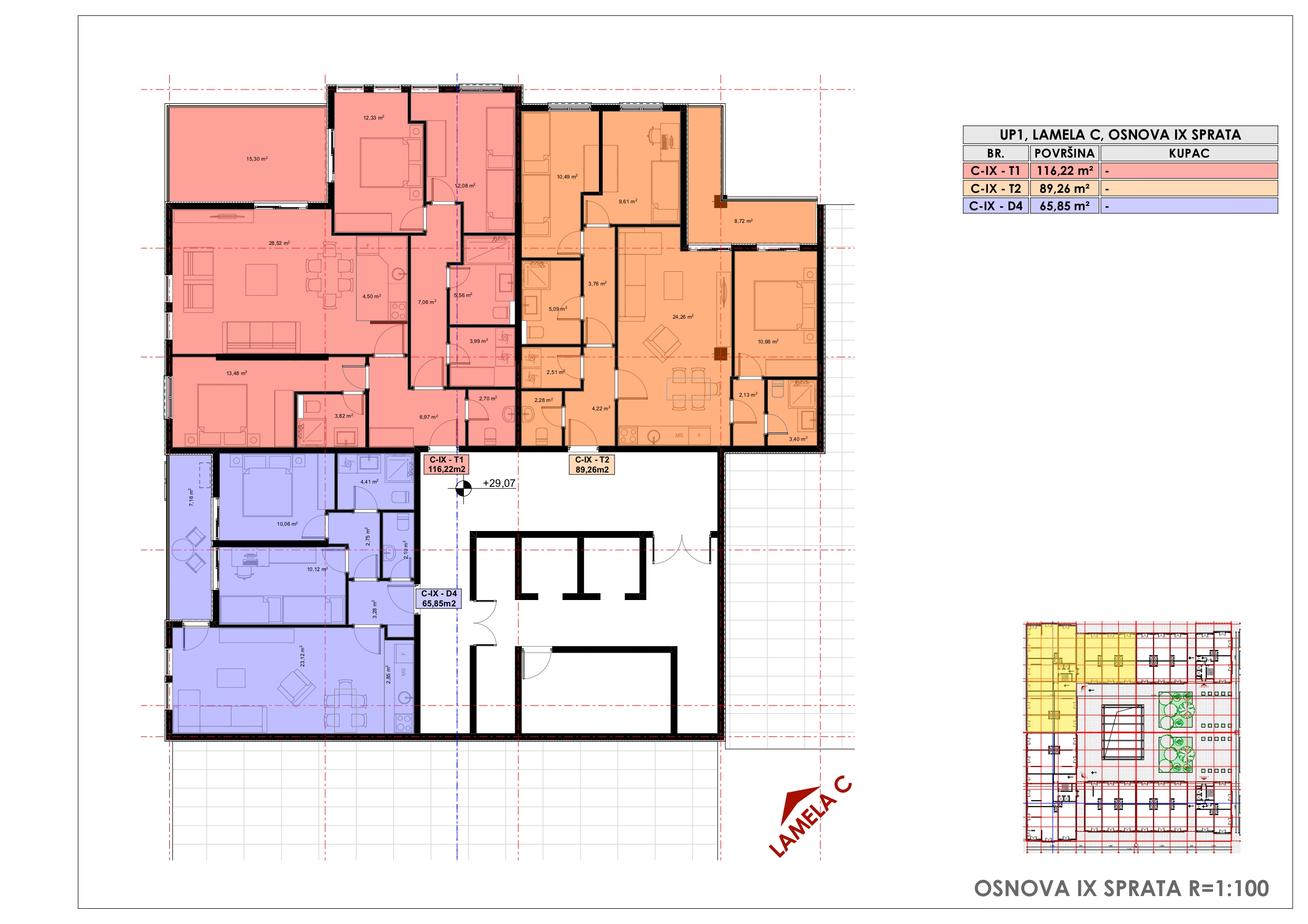 Lamela C osnova IX sprat