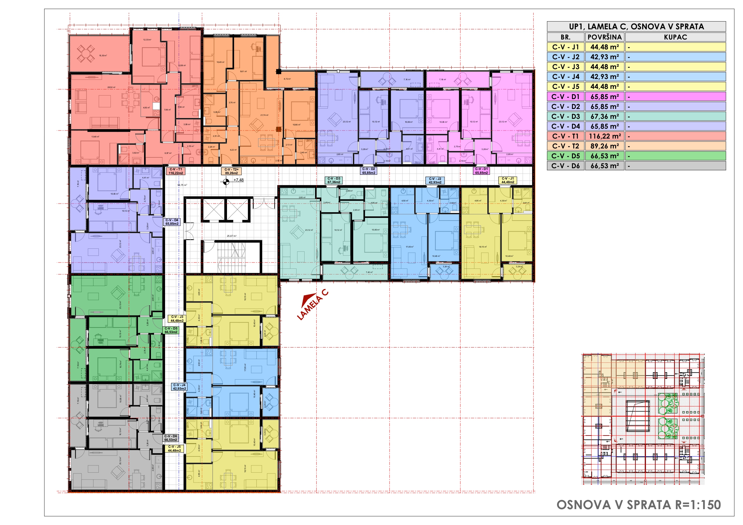 Lamela C osnova V sprat