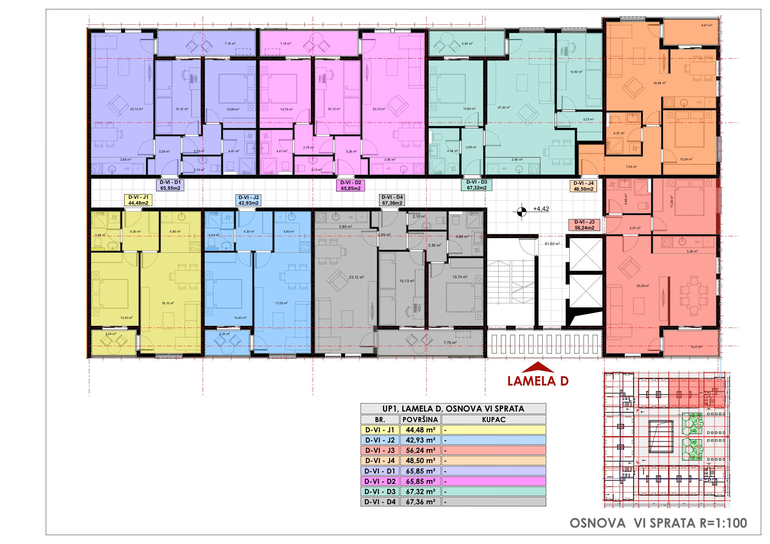Lamela D osnova VI sprat