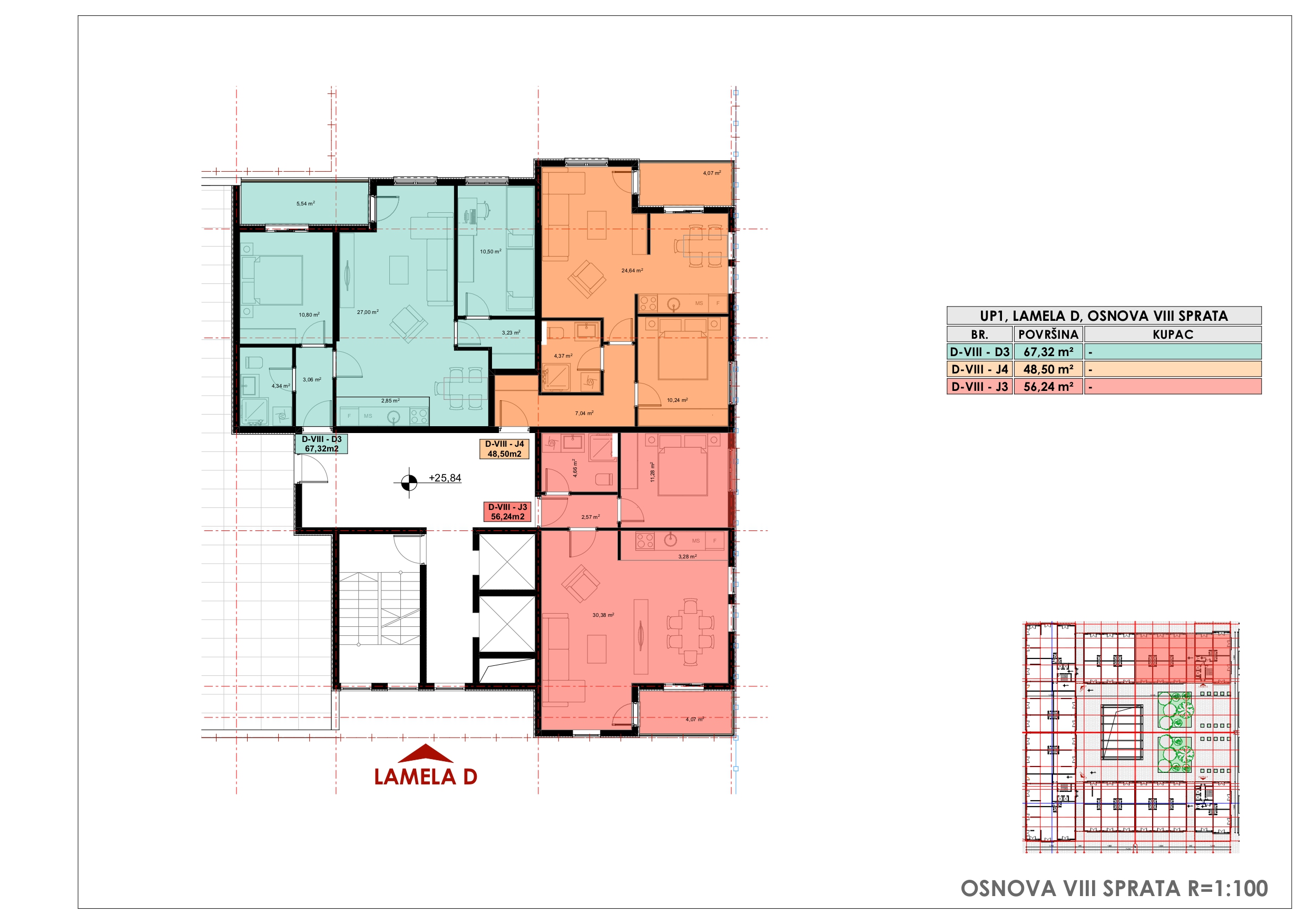 Lamela D osnova VIII sprat